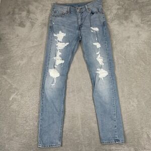Levi's 512 Slim Taper Jeans Mens 30x32 Blue Distressed Ripped Denim Streetwear